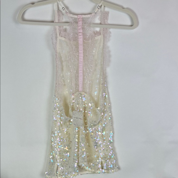 NWT Sequin Lace Halter Top Cream Free People - Picture 6 of 13